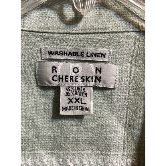 Ron Chereskin Men’s Green XXL Linen Rayon Short Sleeve Hawaiian Shirt Outdoor - Picture 3 of 10